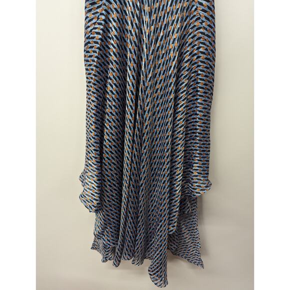 MAJE Richelane Metallic Jacquard Maxi Dress Blue Asymmetrical Size 40 Large - Picture 4 of 15